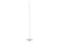 Witte, slanke LED-vloerlamp met ronde voet.
