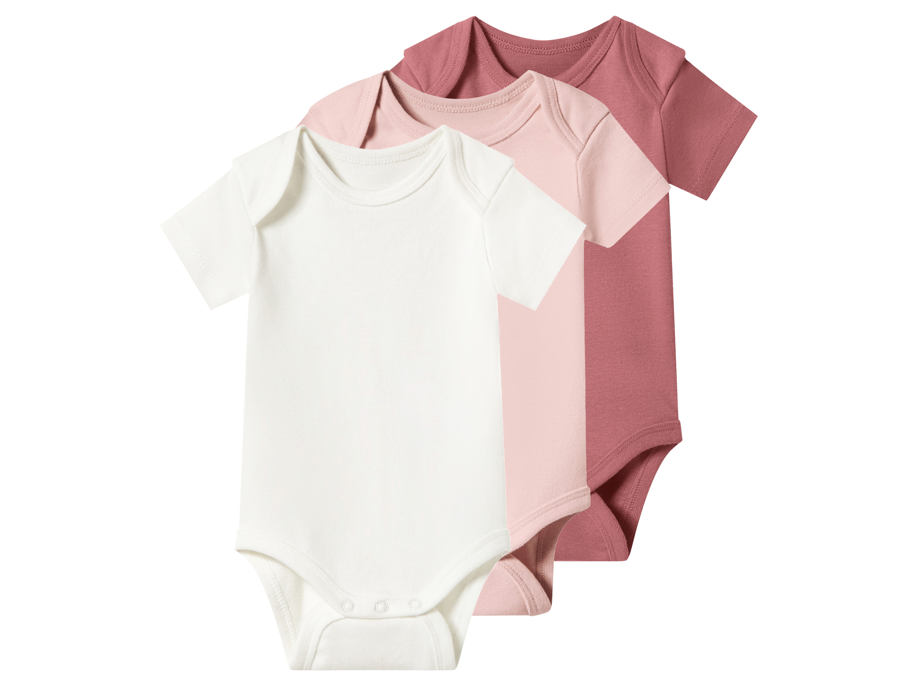 lupilu Set van 3 baby rompers (Lichtroze, 62/68)