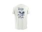 Wit T-shirt met blauwe surfer- en golfprint, met de tekst 'Better Waves Ahead'.