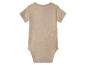 Beige babyromper met korte mouwen, achteraanzicht