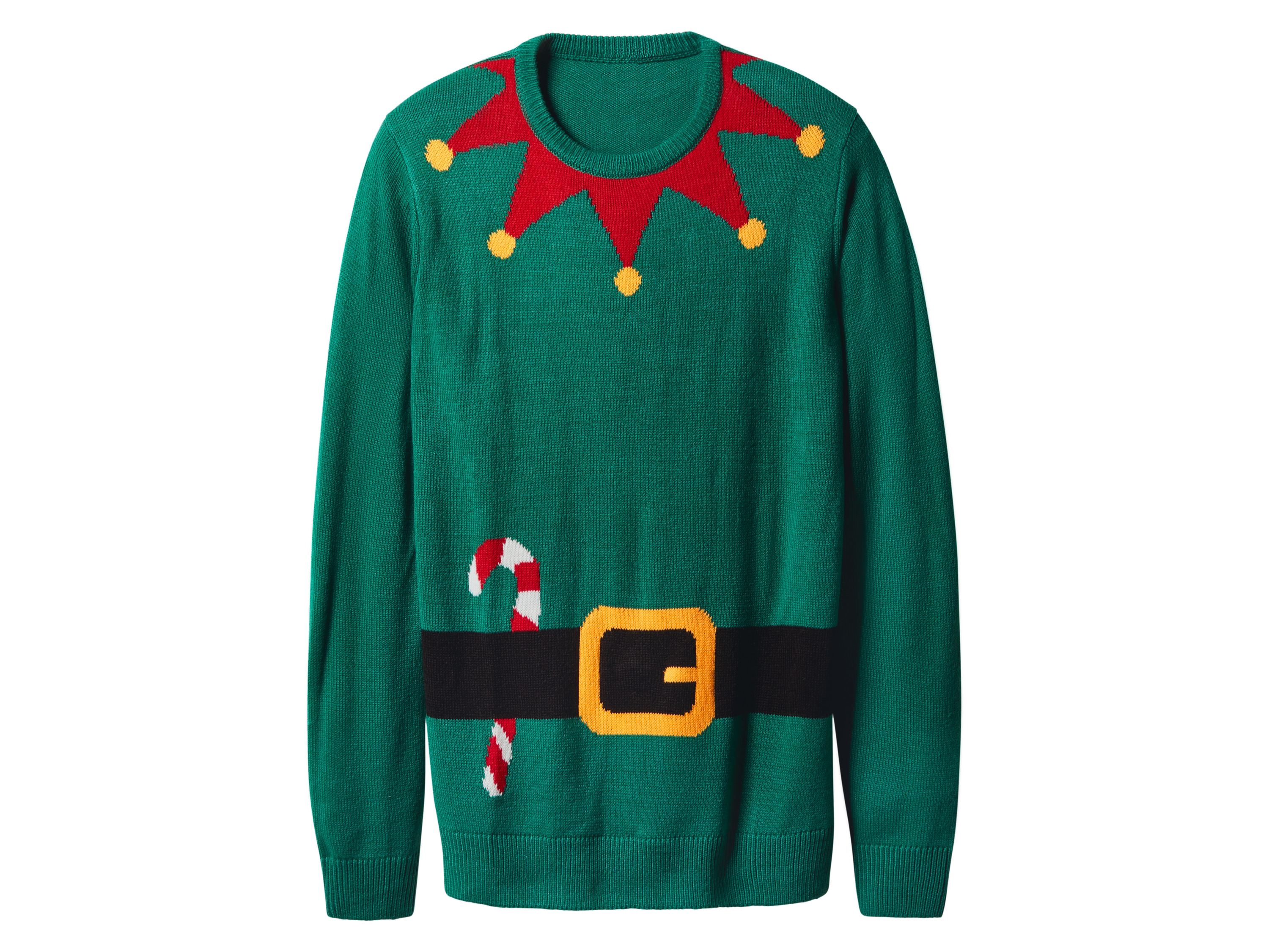 esmara Men Heren kersttrui met lampjes (Groen, XL)