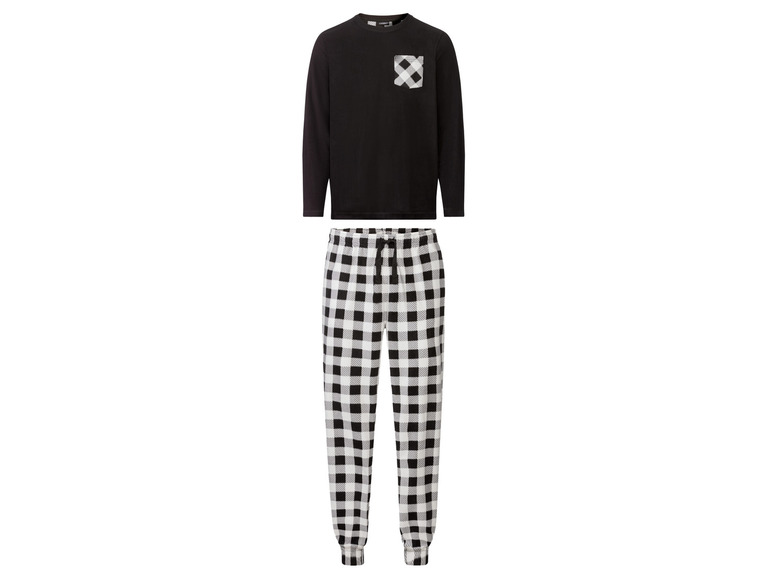 Heren pyjama (XXL (60/62), Geruit/zwart)