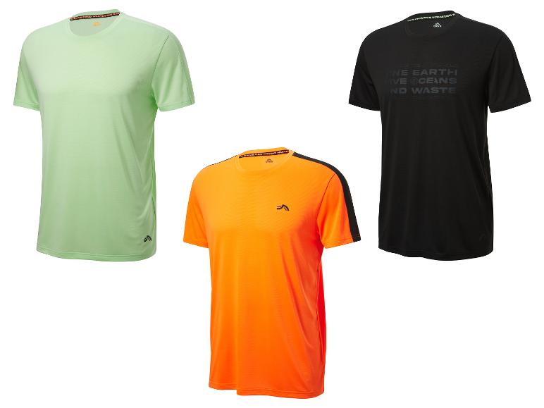 Crivit T-shirts: lichtgroen, oranje, zwart met eco-print.