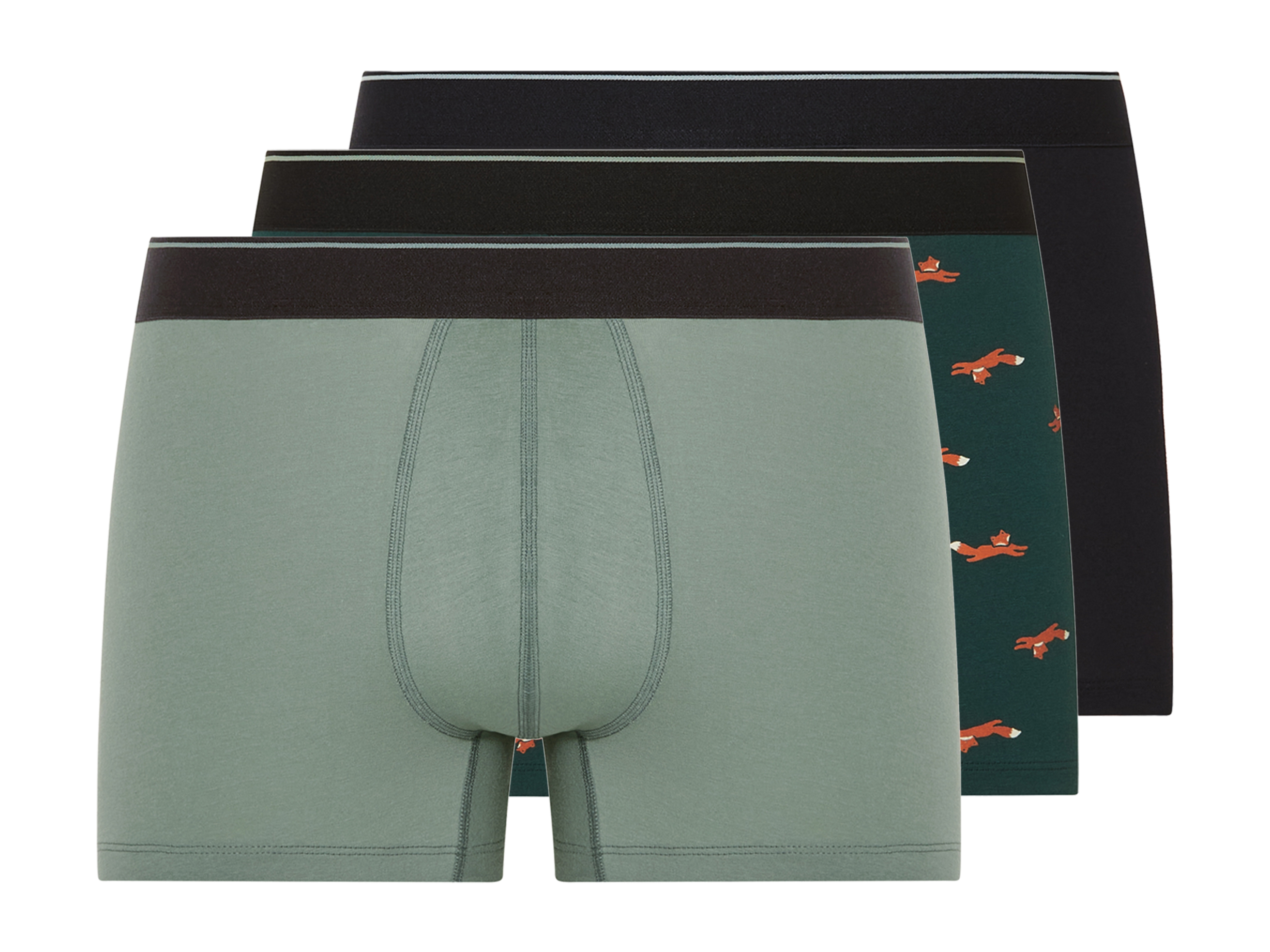 esmara Men Set van 3 heren boxers (zwart/groen/lichtgroen, M)