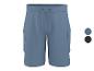 Blauwe cargo shorts voor heren met trekkoord in de taille, getoond met kleurstalen.