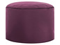 Paarse ronde poef met zwarte rand.