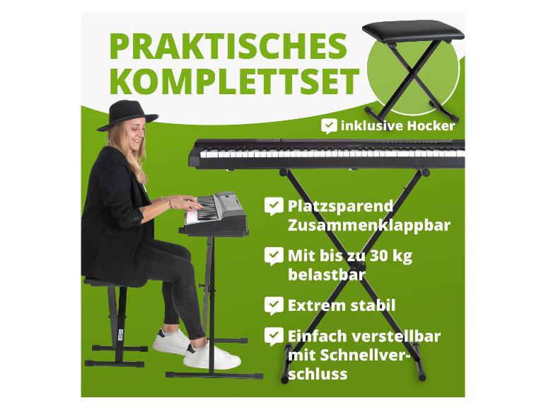 Praktische complete digitale pianoset met kruk, opvouwbaar en verstelbaar.