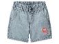 Lichtblauwe denim shorts met elastische taille en een cartoonhondenpatch
