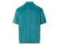 Turquoise velours shirt met korte mouwen.