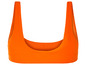 Een oranje bikini top met brede bandjes.