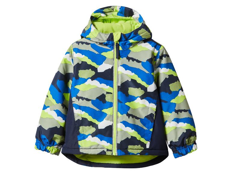 Kinderjas met capuchon met blauwe, groene en grijze camouflageprint