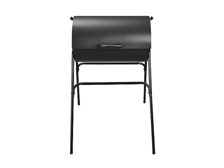 Zwarte barbecue met deksel en poten