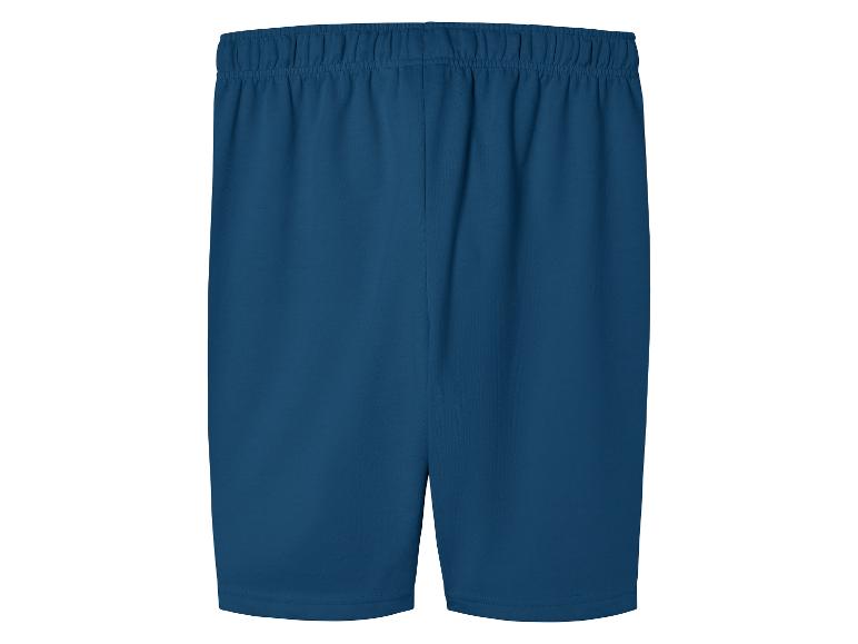 Donkerblauwe sport shorts.
