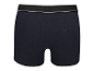 Donkerblauwe boxershorts met een zwart-witte elastische band.