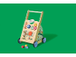 Houten babywalker met activiteitenbord en kleurrijke bouwblokken