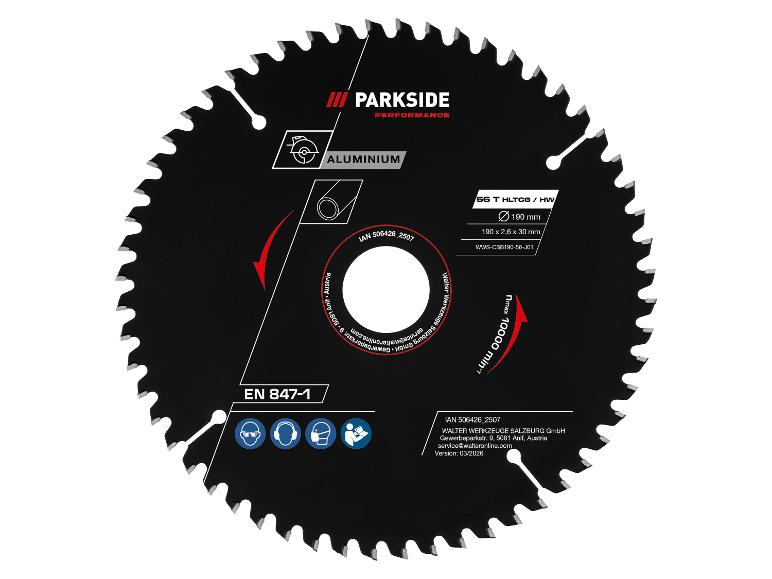 Cirkelzaagblad voor aluminium, 190 mm, 56 tanden, max. 10000 tpm.