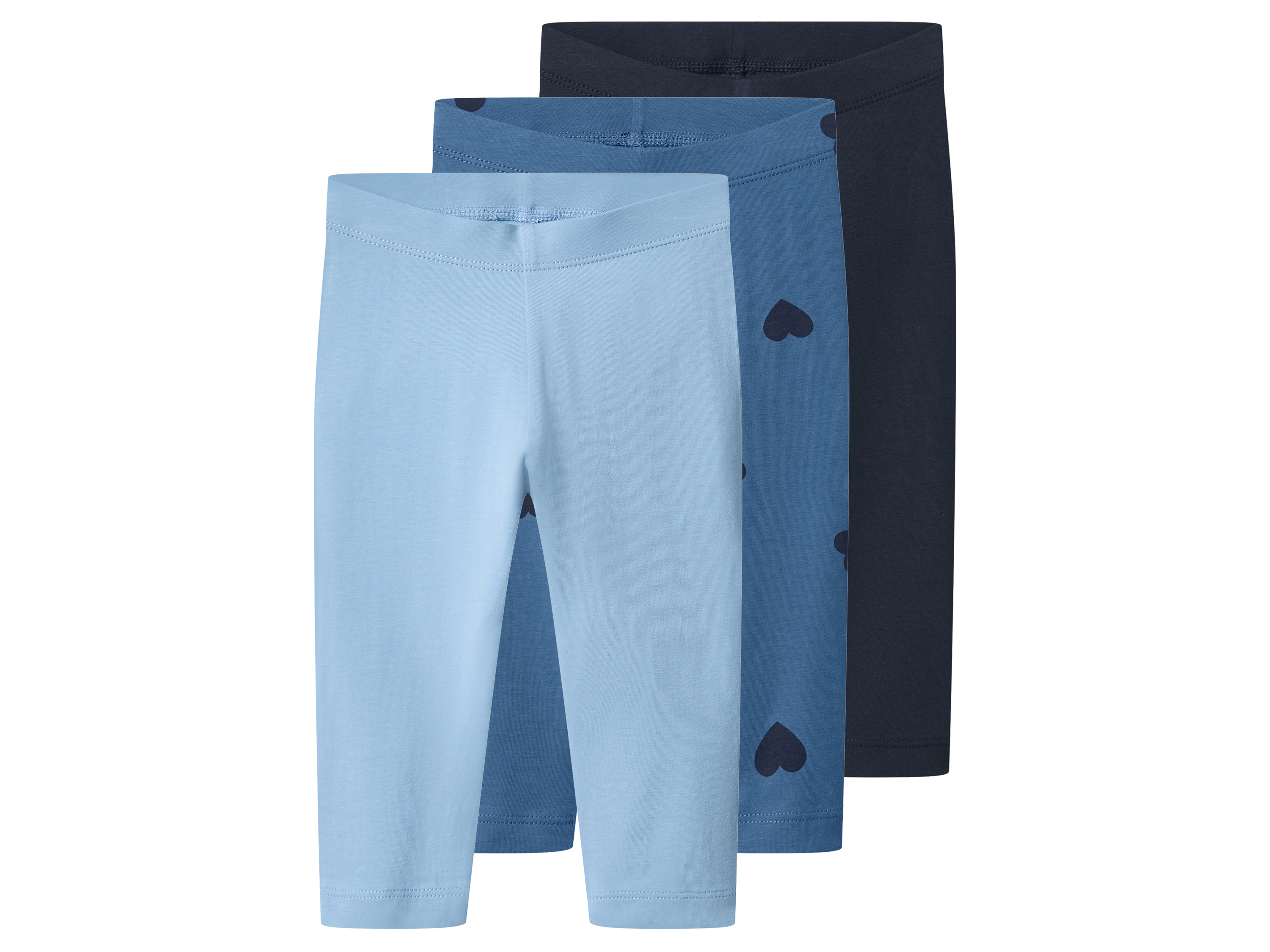 LUPILU Set van 3 kinder capri leggings (Blauw/donkerblauw, 98/104)