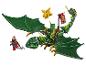 Groene speelgoeddraak met een ninjaruiter en een rode krijgerfiguur.