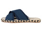 Blauwe espadrilles met gevlochten zool.
