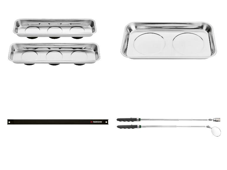 Magnetische gereedschapsbakken en telescopische inspectiegereedschappen met een Parkside merkstang.