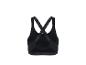 Zwarte sportbeha met gekruiste bandjes en logo op de band.