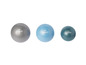 Drie Crivit fitnessballen in grijs, blauw en groen.
