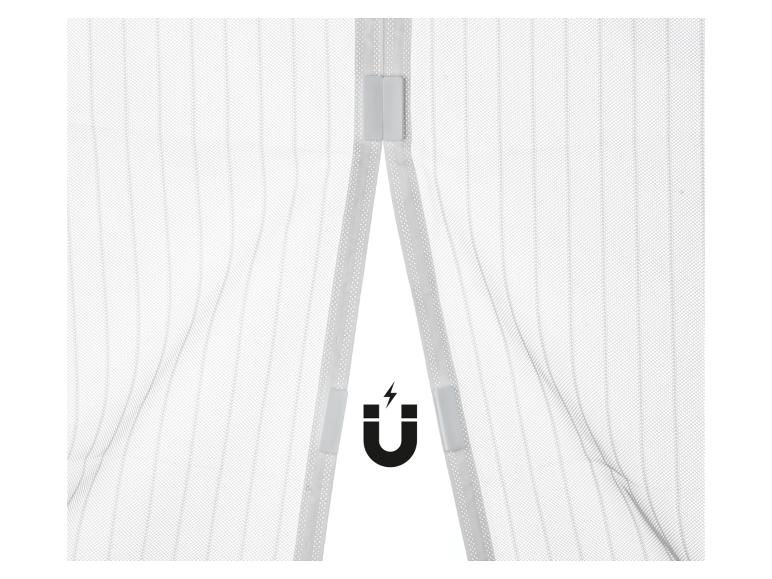 Een witte magnetische vliegendeur met gaas.