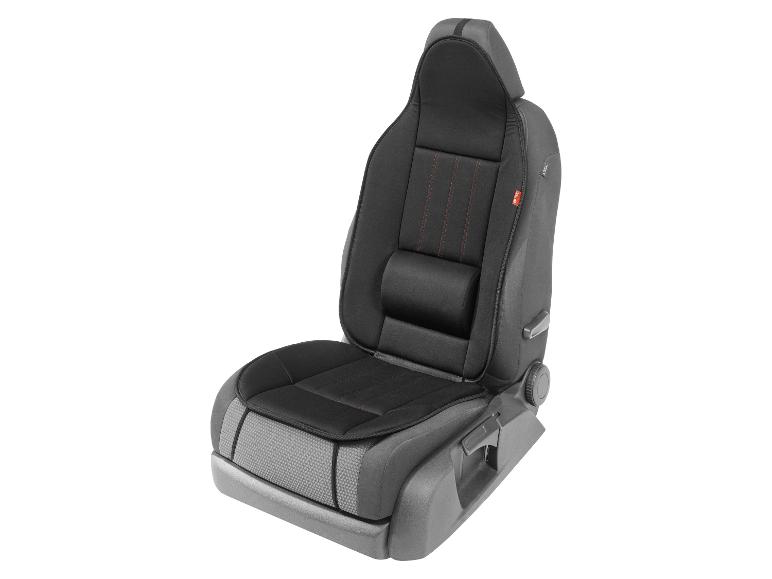 Zwarte autostoelhoes met grijze accenten.