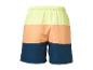 Heren zwemshort in drie kleuren: neongeel, oranje en donkerblauw.