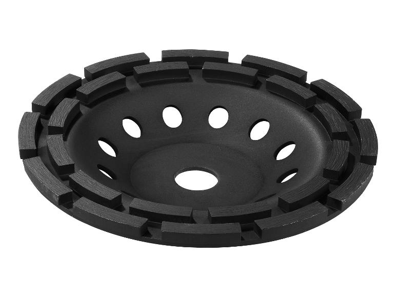 Een zwarte slijpschijf voor beton met een ruw oppervlak