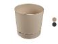 Beige plastic plantenpot met zelfbewateringssysteem en kleurenpalet