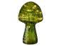 Groene paddestoelvormige decoratieve lamp met geribbeld glas en warmwitte LED's.