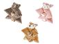 Drie pluchen dierendekens: bruine beer, roze vos en bruine vos.