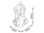 Een schets van een hogedrukreiniger met afmetingen.