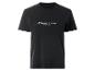 Zwart T-shirt met witte tekst 'STRENESSE BLUE' op de borst.