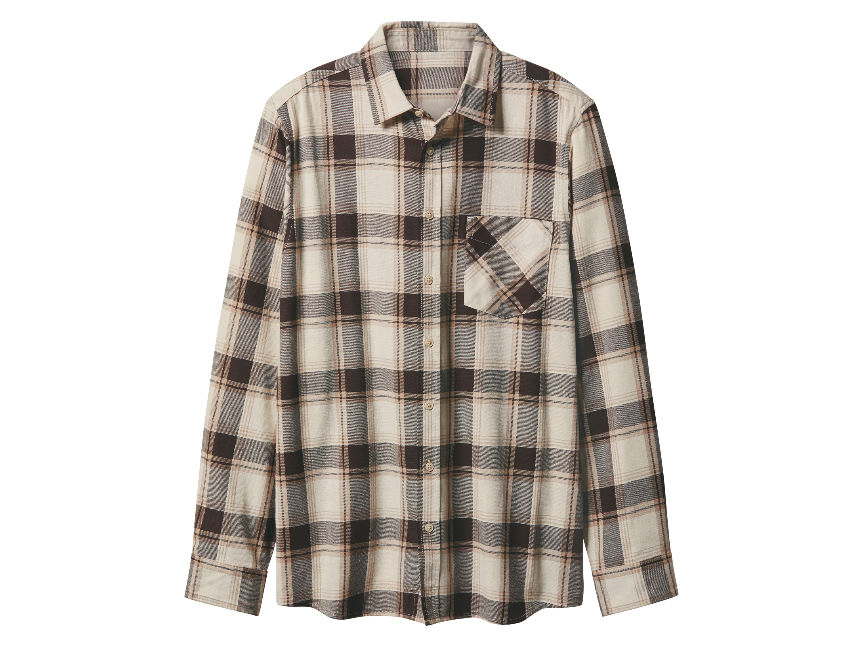 esmara Men Flanellen heren overhemd (Geruit/bruin/beige, M (39/40))