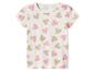 Wit T-shirt met korte mouwen en roze en beige hartjespatroon