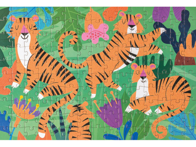Een puzzel met tijgers in een jungle