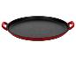 Rode gietijzeren grillpan met twee handvatten