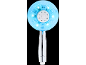 Blauwe douchekop met LED-verlichting en chromen handvat