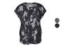 Dames sportshirt met zwart-wit tie-dye patroon, met effen kleuropties.
