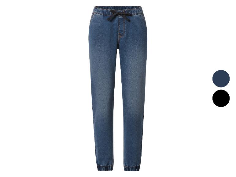 Blauwe denim joggerbroek met trekkoord in de taille
