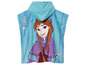 Een blauwe badjas met capuchon met Anna van Frozen.