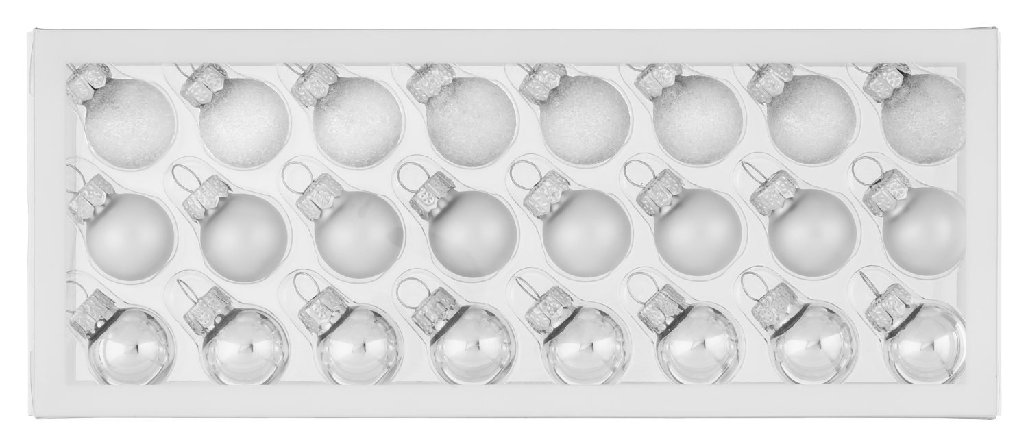 LIVARNO Glazen kerstballen, set van 10 of 24 (2 cm, Zilver)