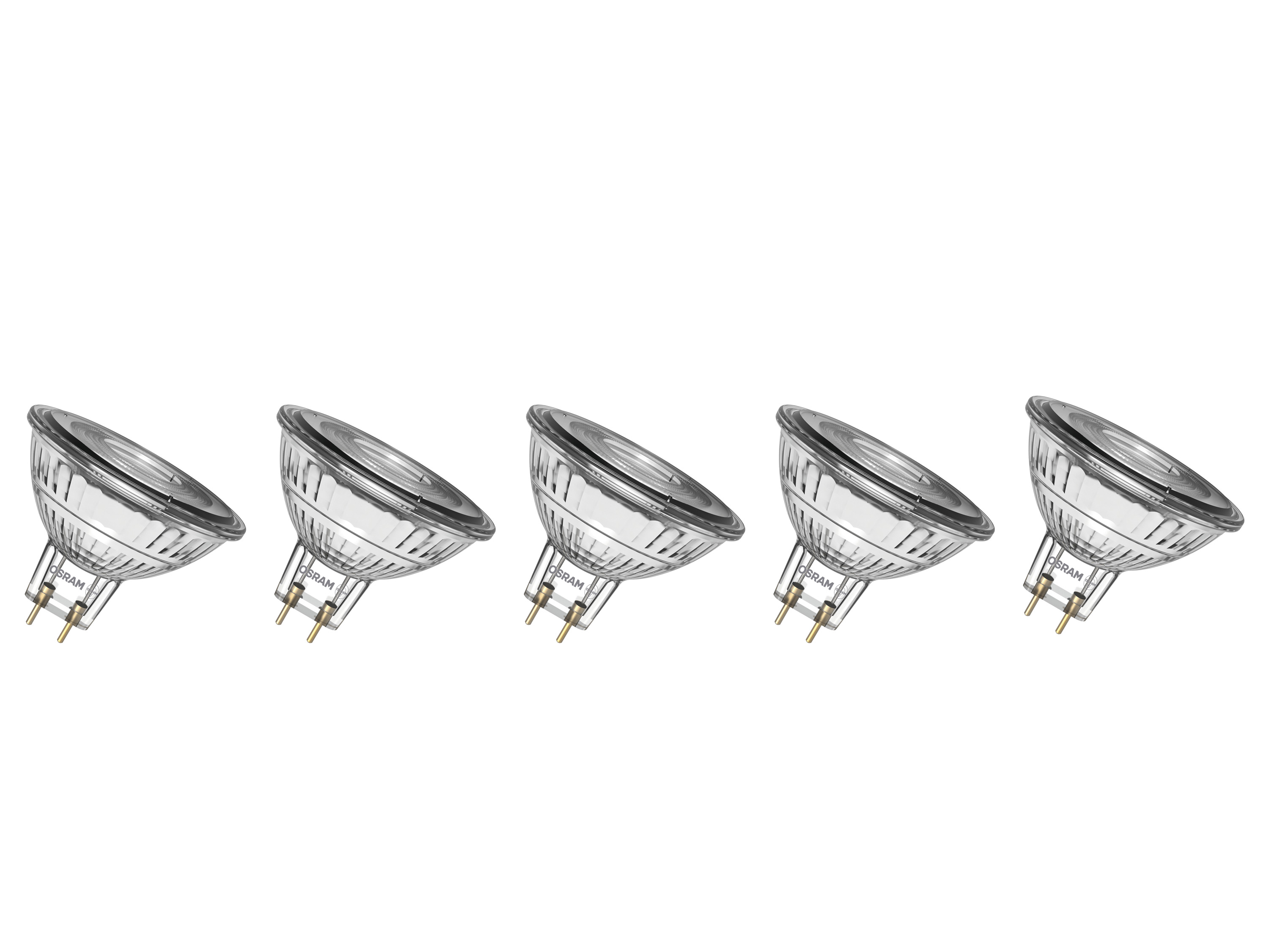 OSRAM Set van 5 LED-lampen Base Spot (MR16, GU5.3, niet-dim, 2700 K, Transparant)