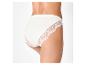 Crèmekleurige dames slip met kanten inzetstukken, achteraanzicht.