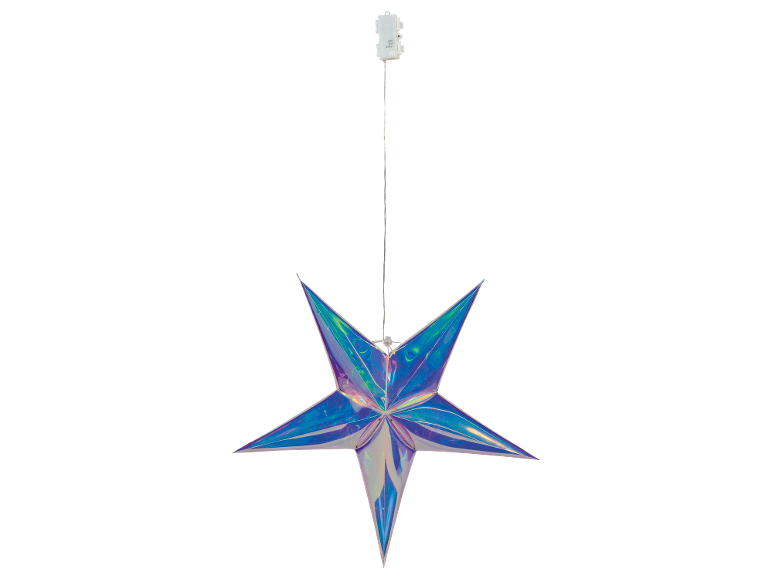 Iriserende decoratieve ster met LED-verlichting en batterijdoos