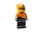 LEGO McLaren racecoureur minifiguur in een oranje en zwart pak.