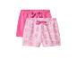 Set van twee meisjes shorts, één roze en één lichtroze met een Peppa Pig patroon.