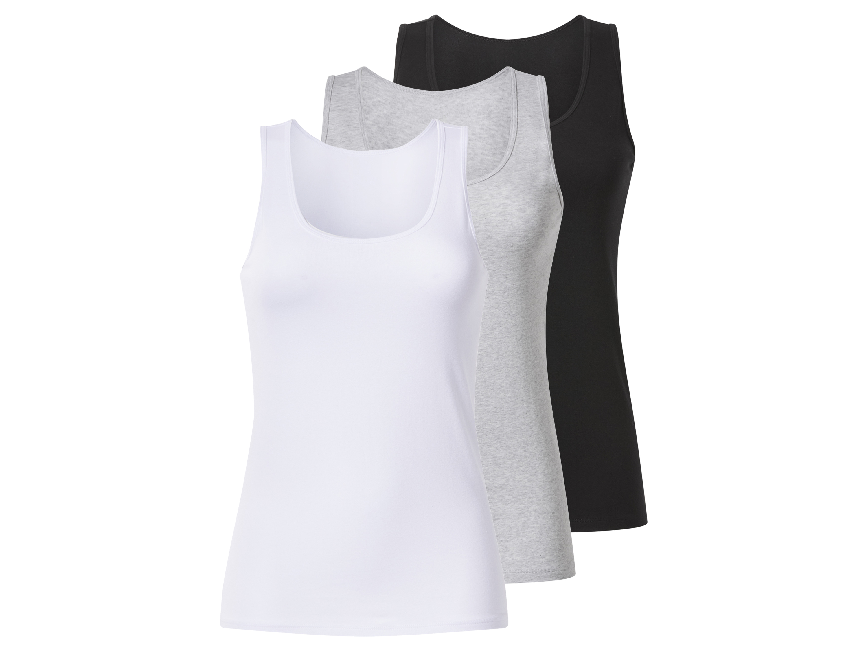 esmara Set van 3 dames tops (Zwart/grijs/wit, L (44/46))